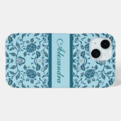 Elegante bloemige Blauwgroen damast Case-Mate iPhone Case (Achterkant (horizontaal))