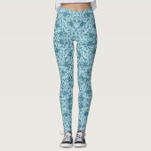 Elegante bloemige Blauwgroen damast Leggings (Voorkant)