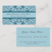 Elegante bloemige Blauwgroen damast Visitekaartje (Voorkant / Achterkant)