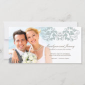 Elegante Bloemige Bloei Blauwe Trouwkaart Aankondiging (Voorkant)