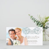 Elegante Bloemige Bloei Blauwe Trouwkaart Aankondiging (Staand voorkant)