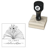 Elegante bloemige boek Ex libris rubberen stempel (Gestempeld)