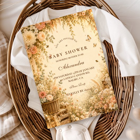 Elegante Bloemige Boho Baby Shower Kaart
