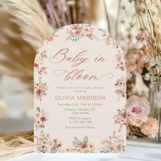 Elegante Bloemige Boho Baby Shower Kaart