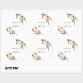 Elegante Bloemige Boho Bruiloft Ronde Sticker (Vel)