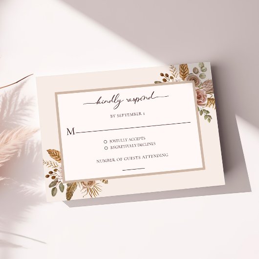Elegante Bloemige Boho Bruiloft RSVP-reactiekaart RSVP Kaartje