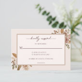 Elegante Bloemige Boho Bruiloft RSVP-reactiekaart RSVP Kaartje (Staand voorkant)