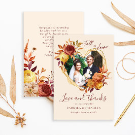 Elegante Bloemige Boho Verliefd Worden Foto Bruilo Bedankkaart