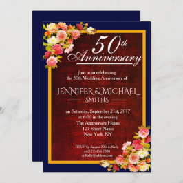 Elegante bloemige bordeauxrode uitnodiging voor hu