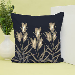 Elegante bloemige bos bloemen zwart & goud bloemmo kussen