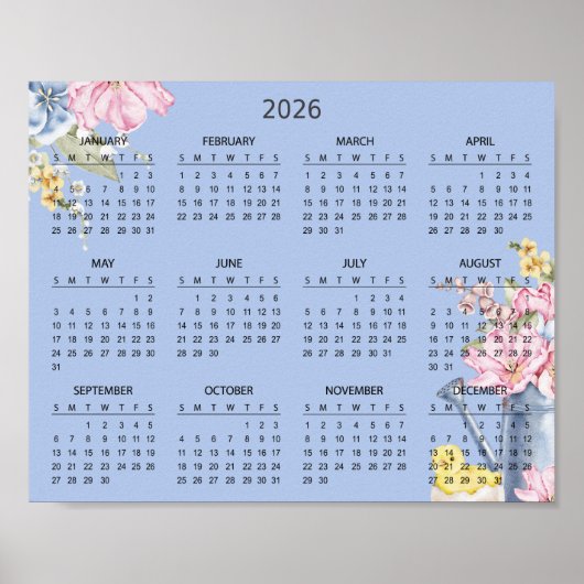 Elegante Bloemige Botanische 2026 Agenda |  Poster (Voorkant)
