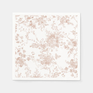 Elegante bloemige botanische blos perzik toile bru servet
