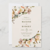 Elegante Bloemige Botanische QR Code Foto Bruiloft Kaart (Voorkant)