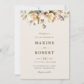 Elegante Bloemige Botanische QR Code Foto Huwelijk Kaart (Voorkant)