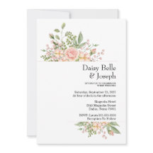Elegante Bloemige Botanische Roze Roos Bruiloft