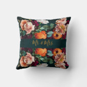 Elegante Bloemige Botanische Rustieke Bruiloft van Kussen (Achterkant)