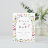 Elegante Bloemige Botanische Rustieke Save the Dat Briefkaart (Staand voorkant)