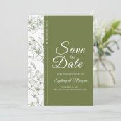 Elegante bloemige botanische salie groen Save the Kaart (Staand voorkant)