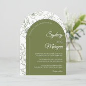 Elegante bloemige botanische saliegroene uitnodigi kaart (Staand voorkant)