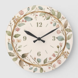 Elegante bloemige botanische wandklok met bloemen
