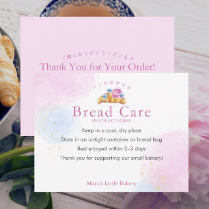 Elegante Bloemige Brood Care Instructies Croissant Bedankkaart