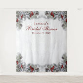 Elegante bloemige bruids-shower fotohokje achterg wandkleed (Voorkant)