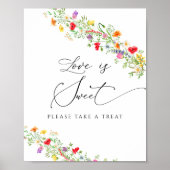 Elegante bloemige bruidsbeur love is sweet poster (Voorkant)