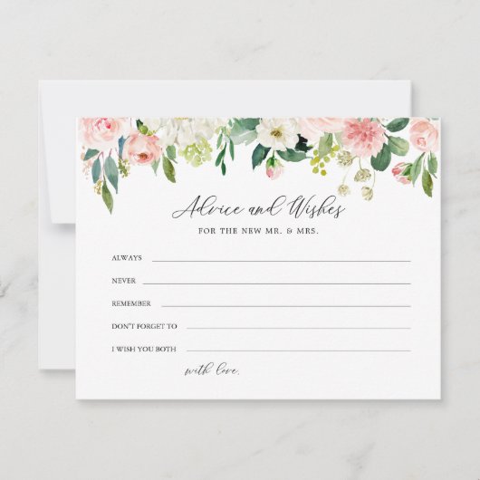 Elegante bloemige bruidsborrel advies en wensen kaart (Voorkant)
