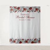 Elegante  bloemige bruidsbruiloft Photo Booth-acht Wandkleed (Voorkant)