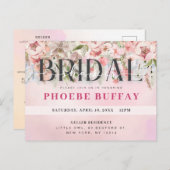 Elegante bloemige bruidsbruiloft uitnodiging (Voorkant / Achterkant)