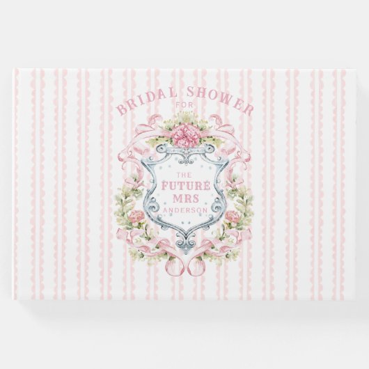 Elegante bloemige bruidsbruiloft-wapen gastenboek (Voorkant)