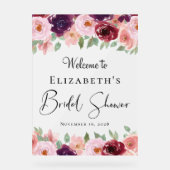 Elegante bloemige bruidsbruiloft-welkom bevroren acryl bord (Voorkant)