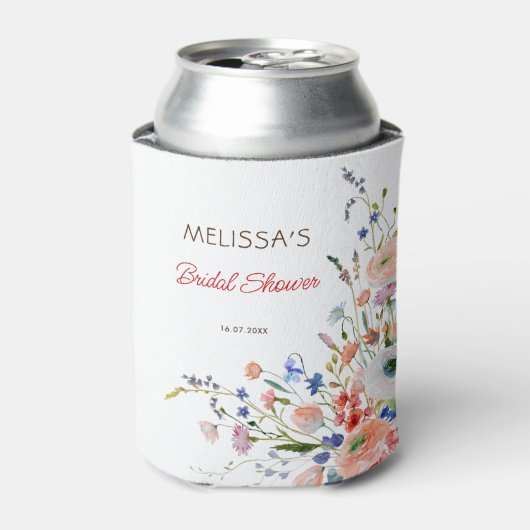 Elegante bloemige bruidsdouche blikjeskoeler (Blikje Voorkant)