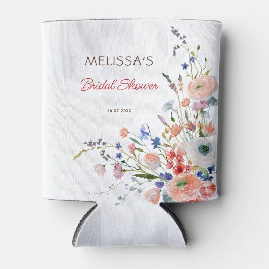 Elegante bloemige bruidsdouche blikjeskoeler (Voorkant)