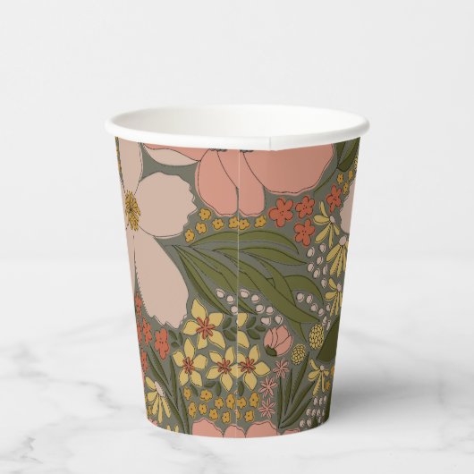 Elegante bloemige bruidsdouche gepersonaliseerd papieren bekers (Rechts)