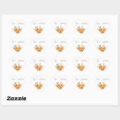 Elegante bloemige bruidsdouche hart sticker (Vel)
