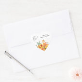 Elegante bloemige bruidsdouche hart sticker (Envelop)