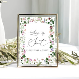 Elegante bloemige bruidsdouche Liefde is zoet Post Poster