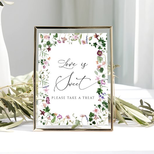 Elegante bloemige bruidsdouche Liefde is zoet Post Poster