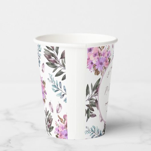 Elegante bloemige bruidsdouche-papieren beker (Rechts)