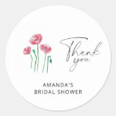 Elegante bloemige bruidsdouche ronde sticker (Voorkant)