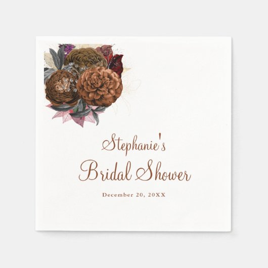 Elegante bloemige bruidsdouche servetten (Voorkant)