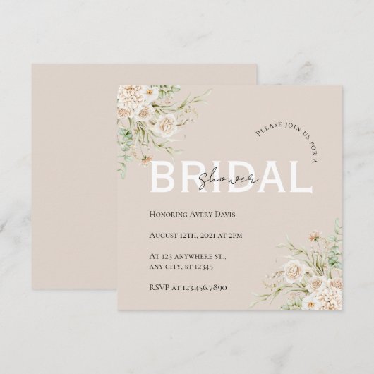 Elegante bloemige bruidsfeest save the date (Voorkant / Achterkant)