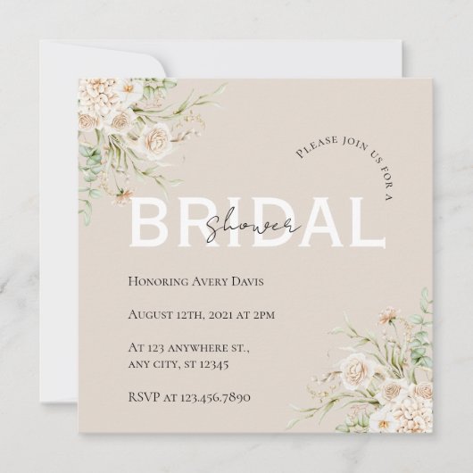 Elegante bloemige bruidsfeest save the date (Voorkant)