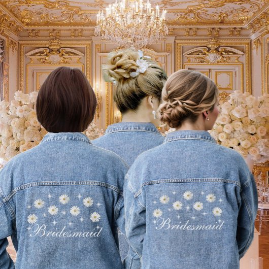 Elegante bloemige bruidsmeisje denim jas jacket