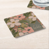 Elegante bloemige bruidsshower Persoonlijk Kartonnen Onderzetters (Schuin)