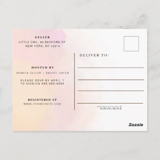 Elegante bloemige bruidsuitnodiging briefkaart (Achterkant)