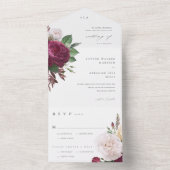 Elegante Bloemige Bruiloft All In One Uitnodiging (Binnen)