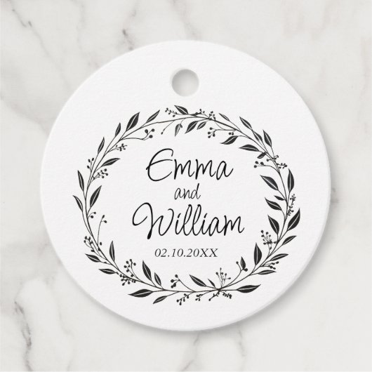 Elegante bloemige bruiloft bedankjes labels (Voorkant)
