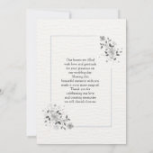 Elegante Bloemige Bruiloft Bedankkaart (Achterkant)